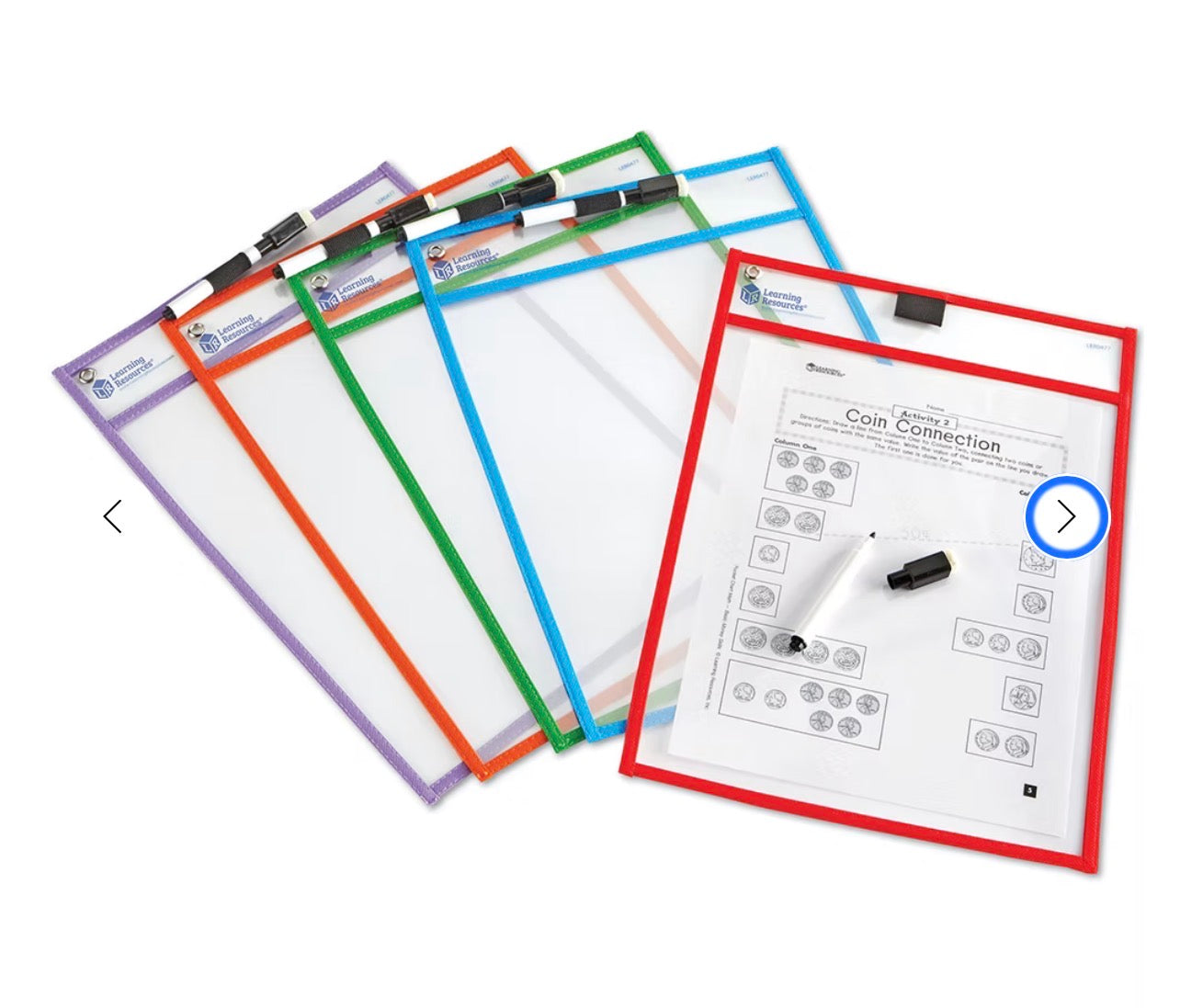 دوسية شفافة مع قلم للحل عليها