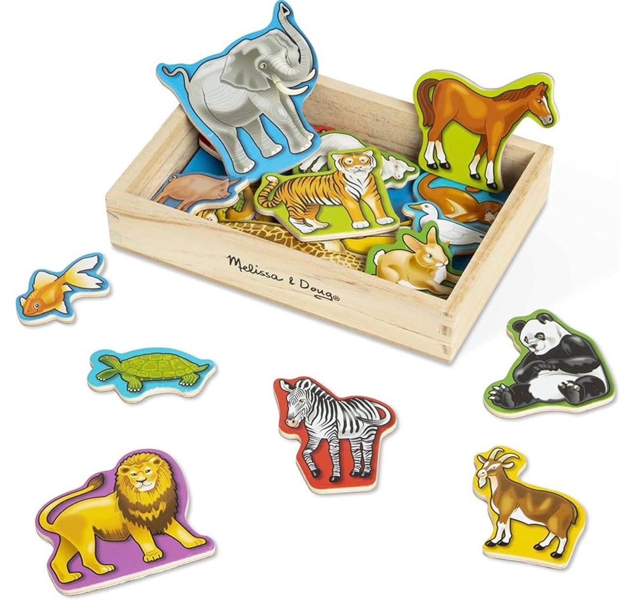 قطع خشبية مغناطيسية حيوانات