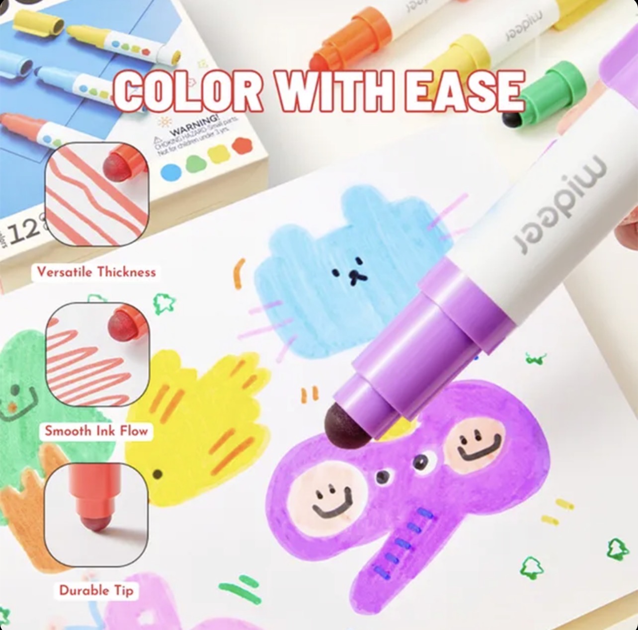 الوان فلوماستر قابلة للغسل برأسين – 12 لون