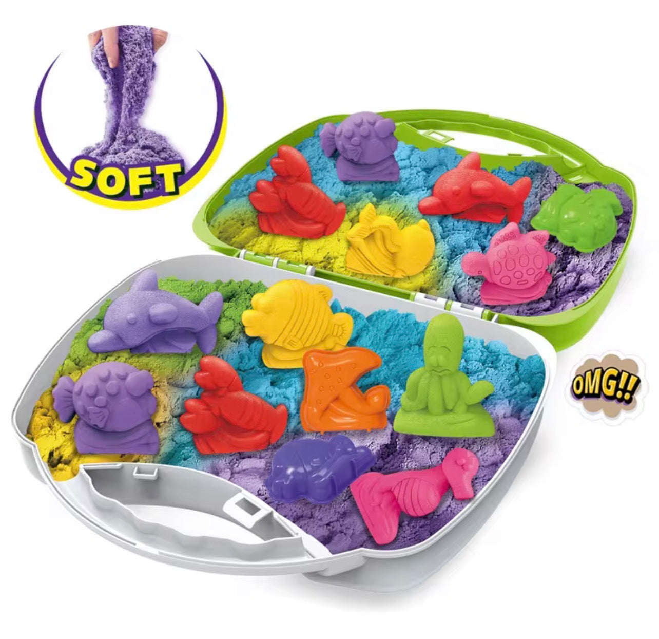 مجموعة رمل وقوالب حيوانات