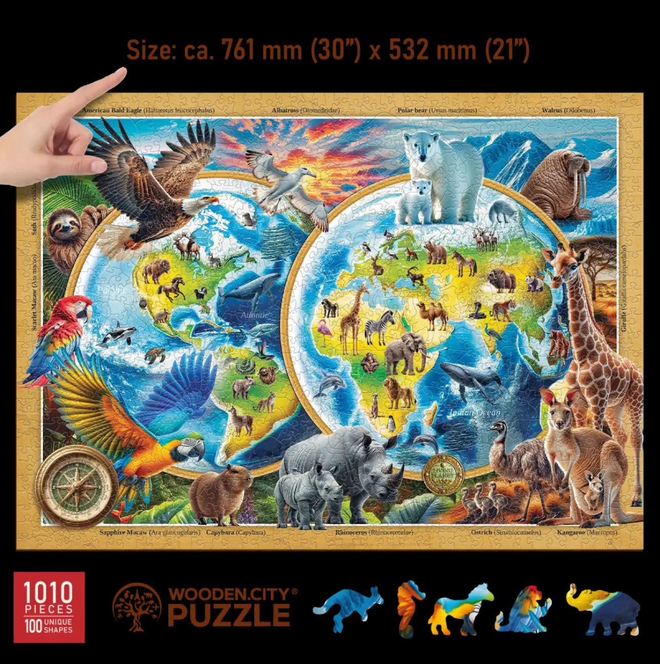 بازل خشبي العالم 1010 قطعه